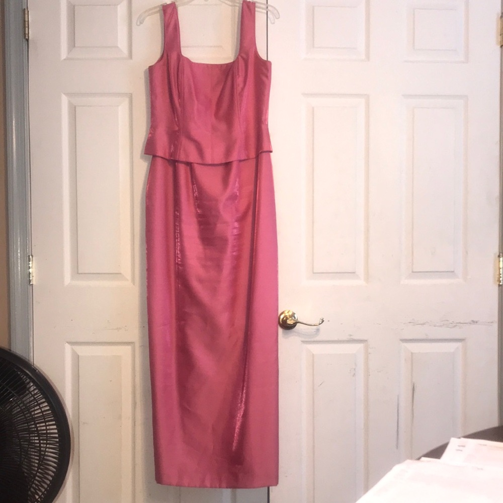Adrianna Papell Pink Satin Maxi Dress